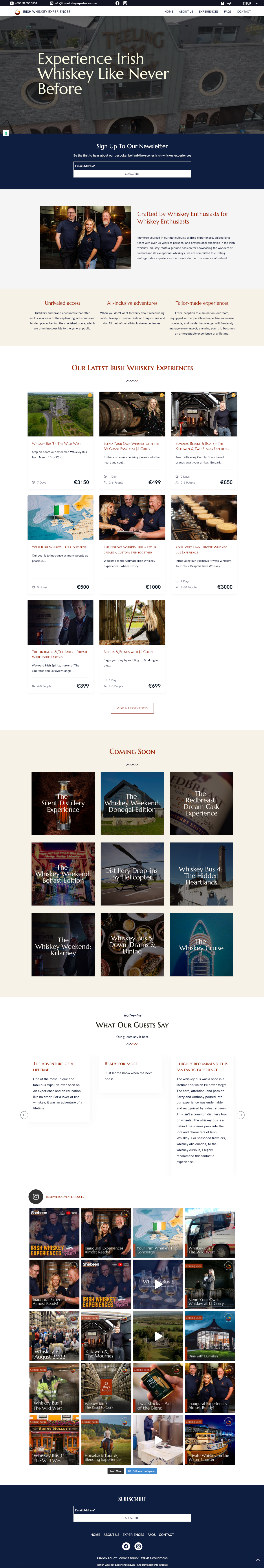 Whiskey Experiences web design