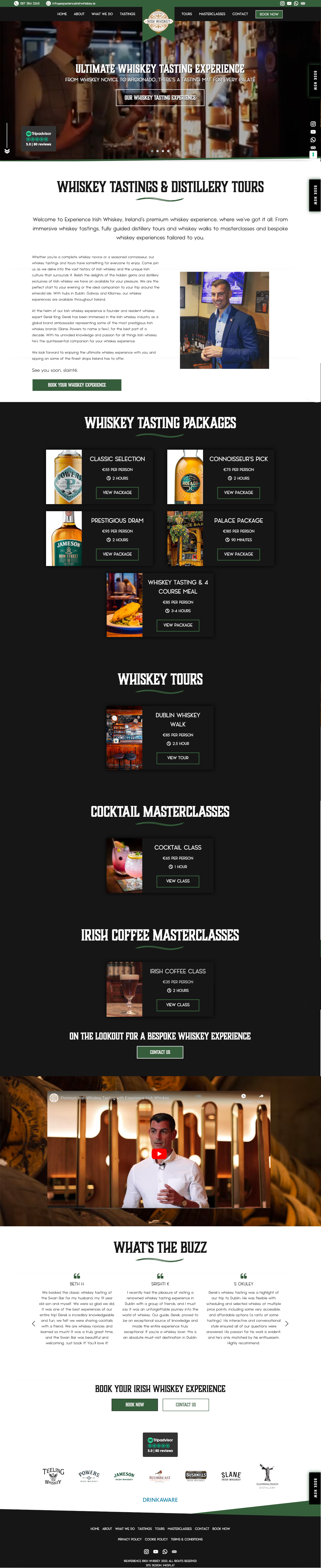 Traditional Irish whiskey tasting web design Dublin