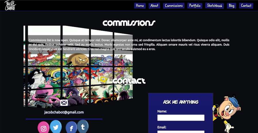 Comic book artist web design Dublin