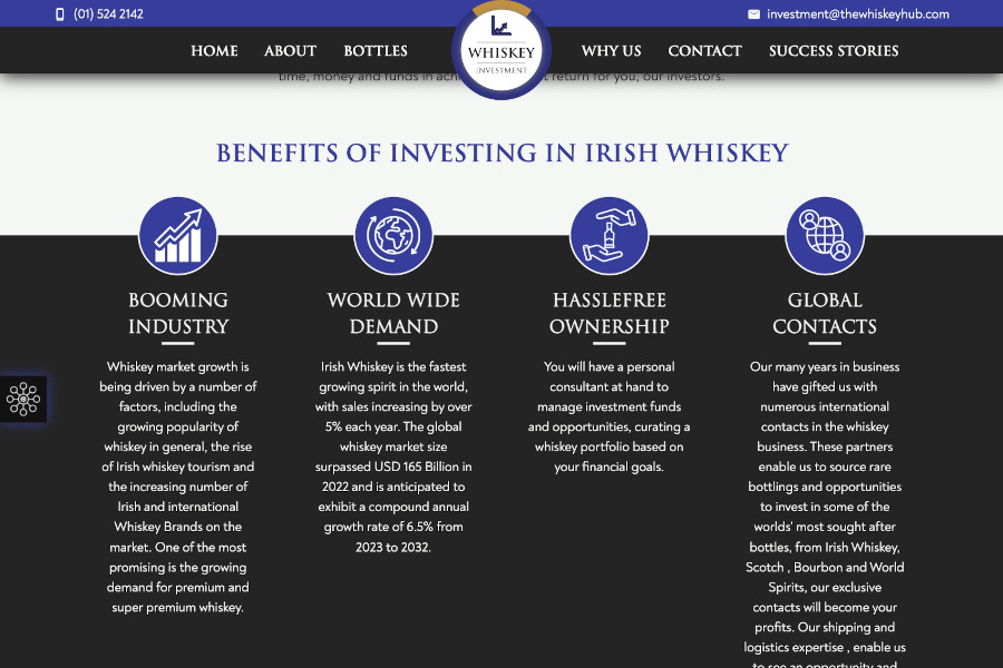 whiskey investment web design