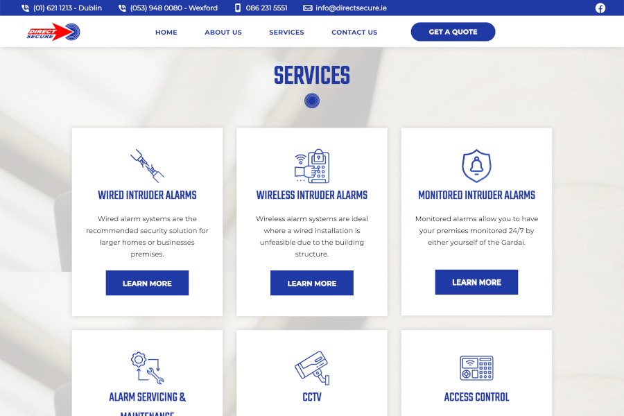 alarm installer web design