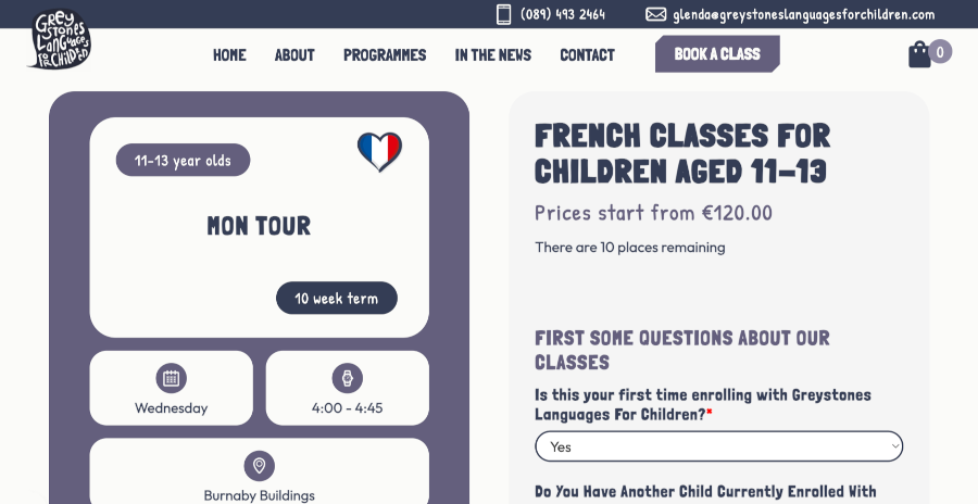 language school web design