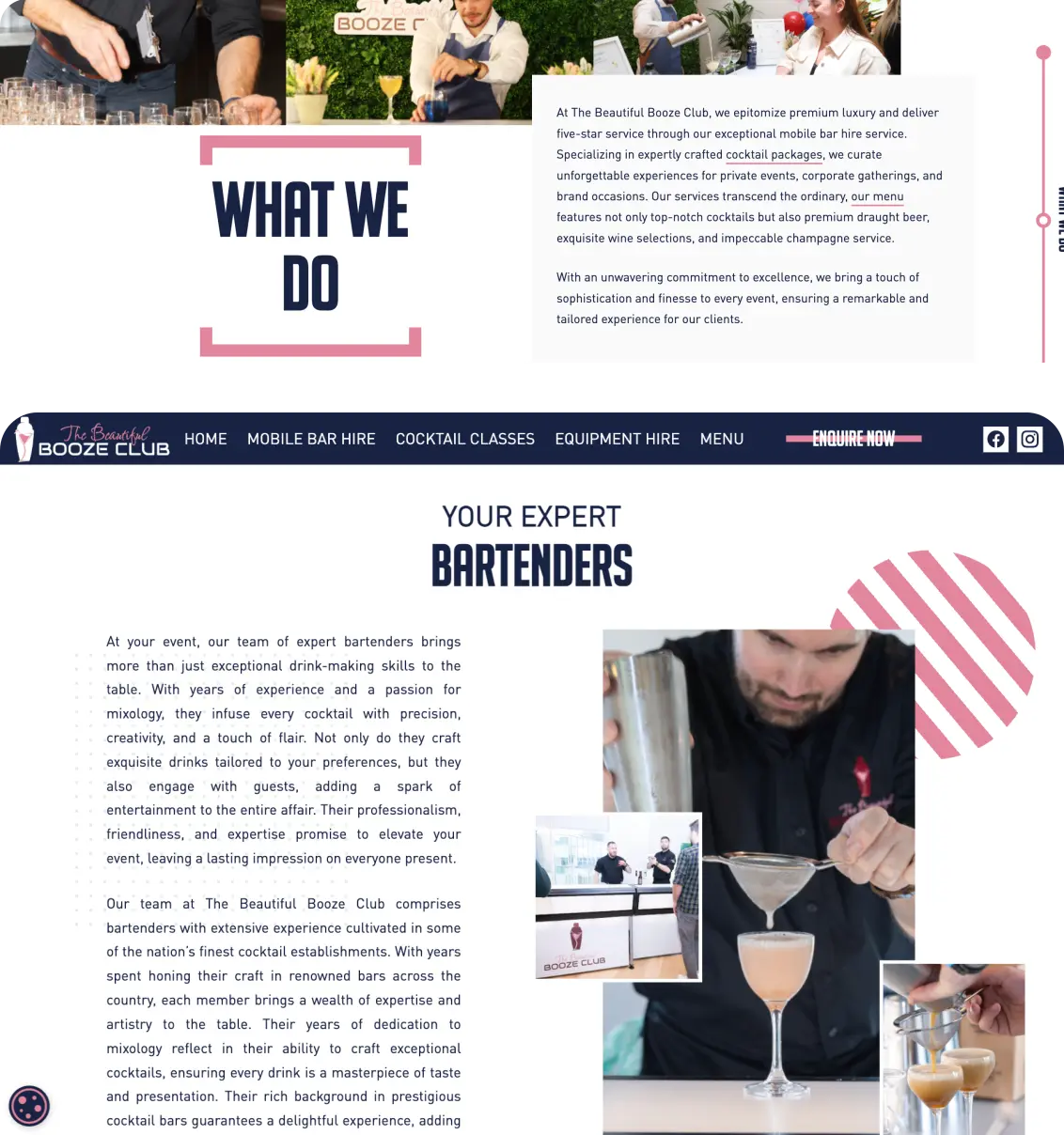 mobile bar hire web design