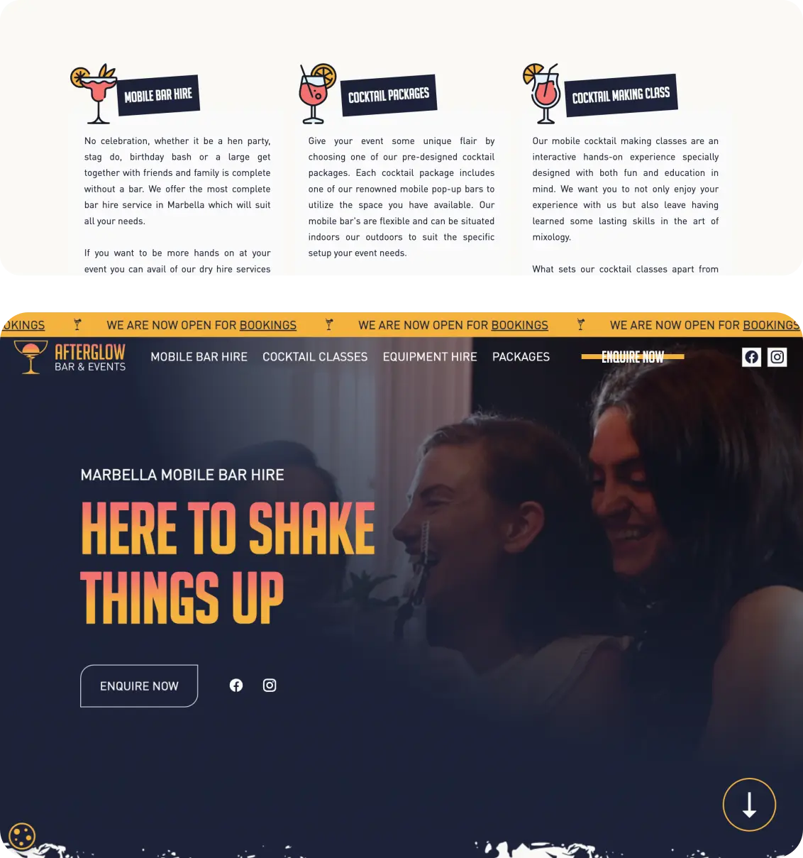 cocktail making classes web design