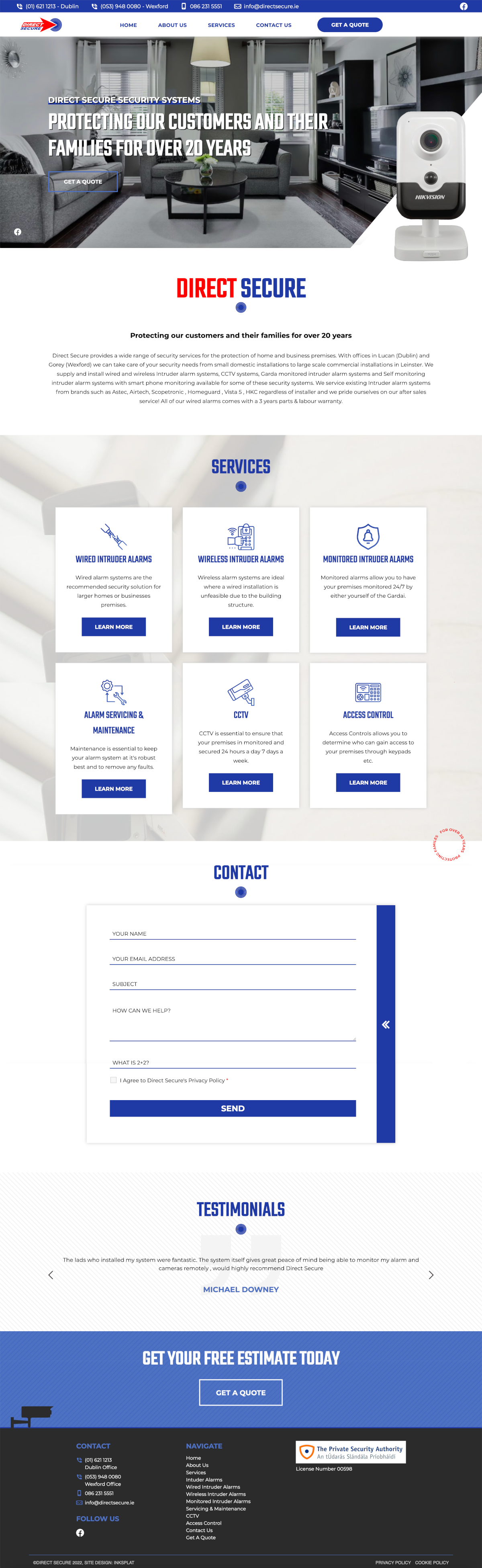 alarm installer web design