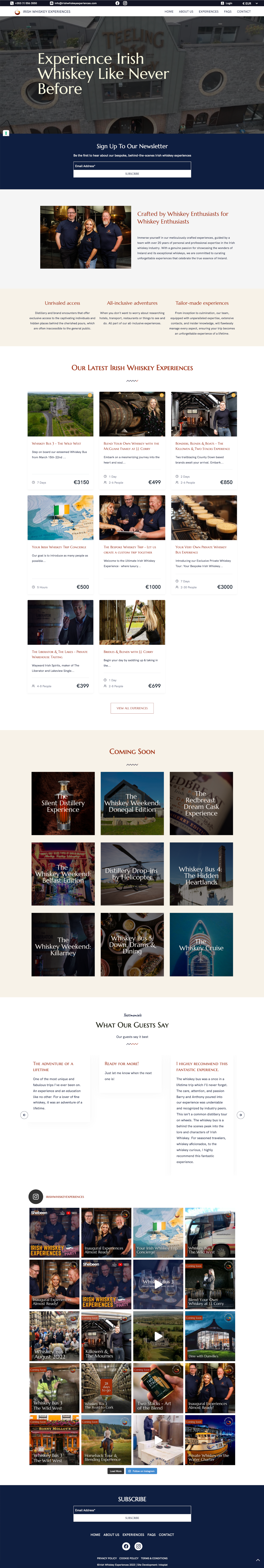 whiskey experiences web design