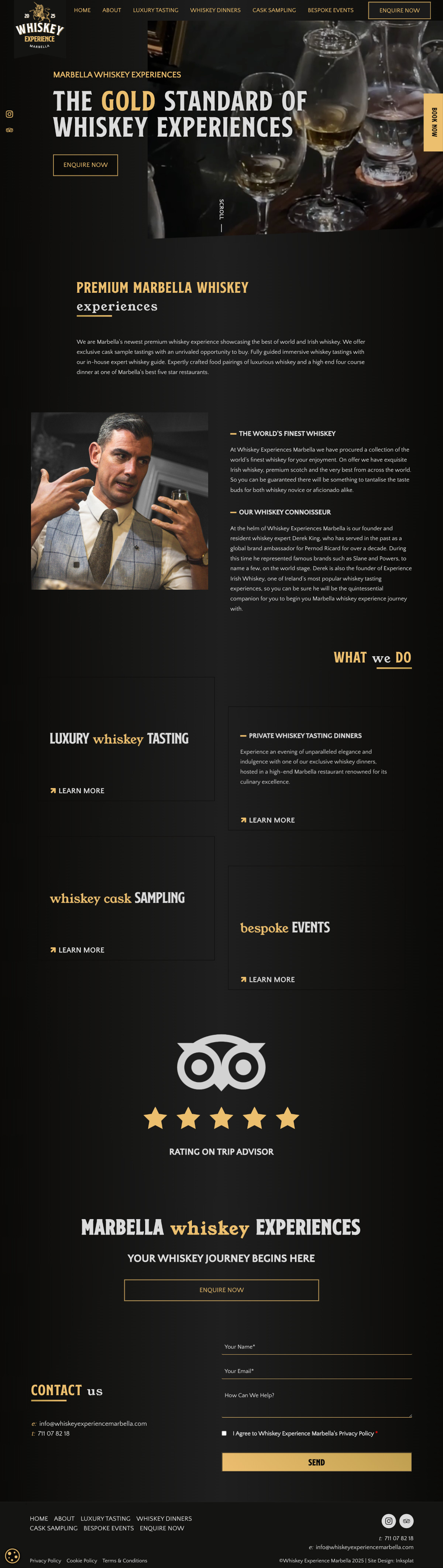 whiskey tasting experience web design